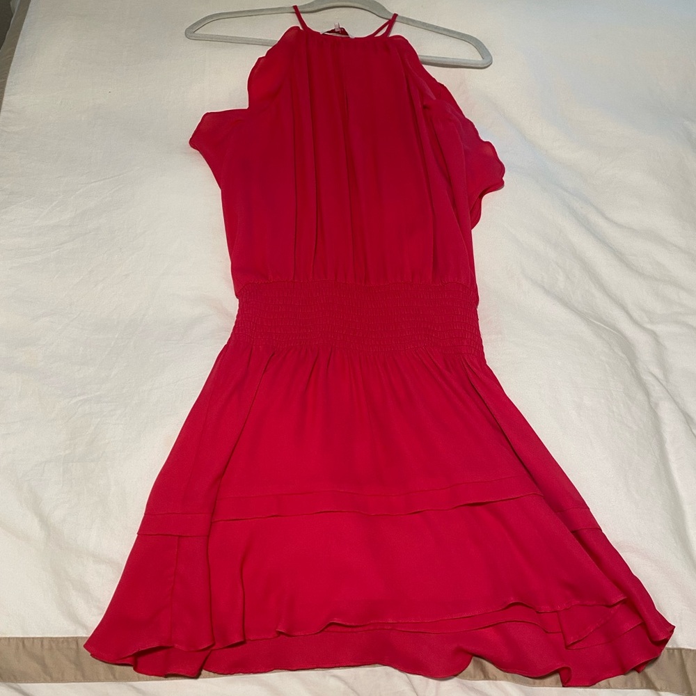 Parker Flamingo Pink Ruffle Dress